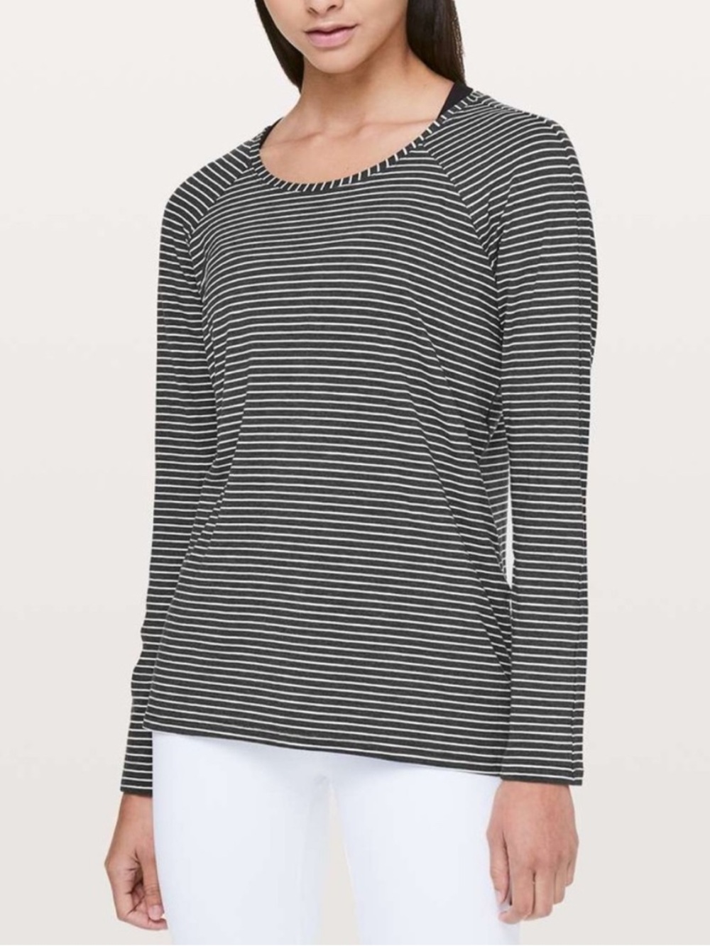 Lululemon Emerald Long Sleeve In Grey and White Sz 8